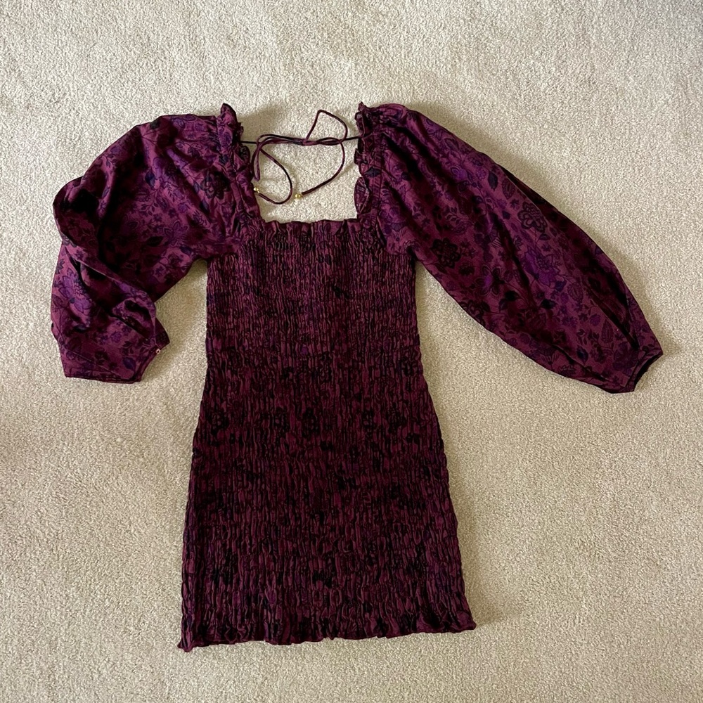 Free People Burgundy Floral Dress